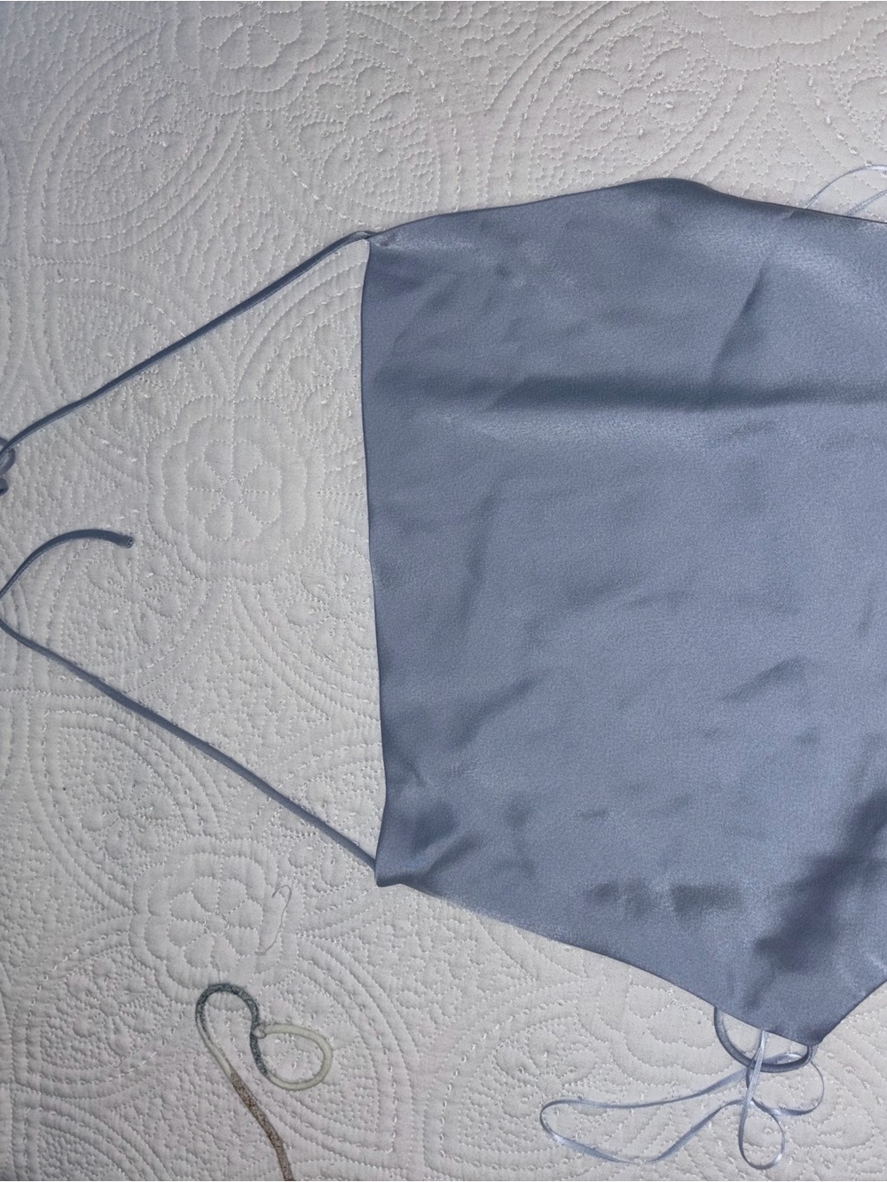 Light Blue Satin Crop Top with Tie Straps